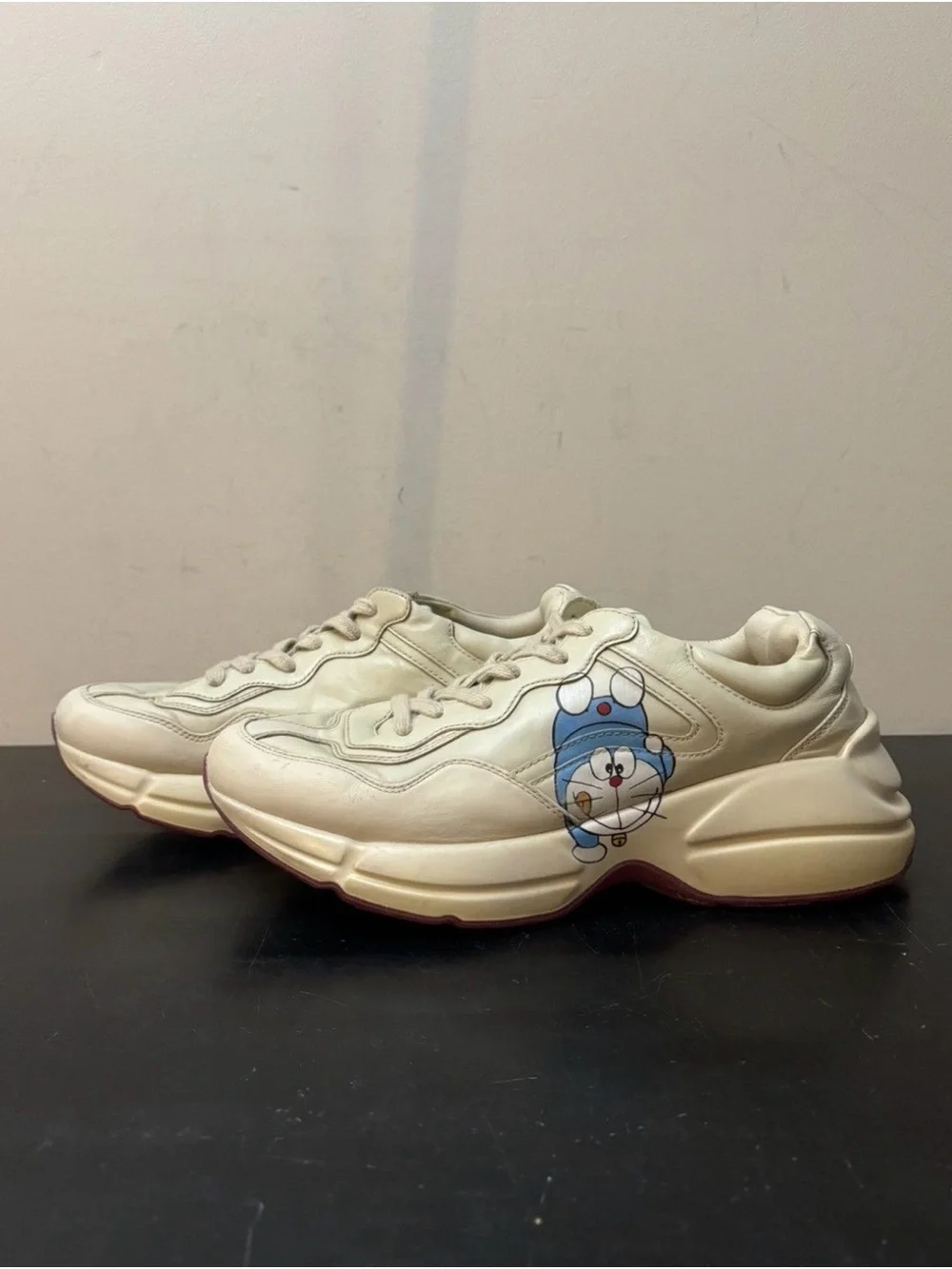 Gucci Rhyton Doraemon Leather Sneakers Beige